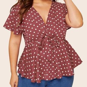 SHEIN Polka Dot Peplum Top